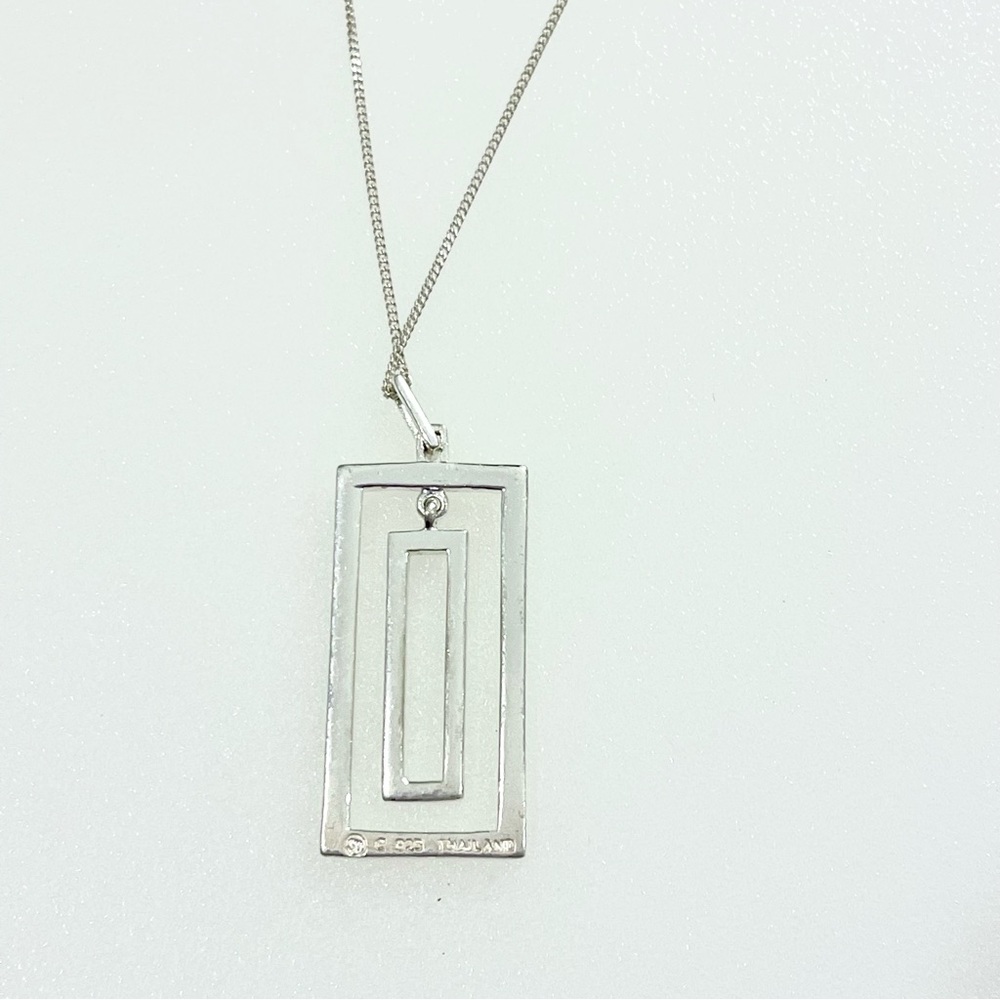925 Sterling Silver Double Rectangle Minimalist V… - image 4